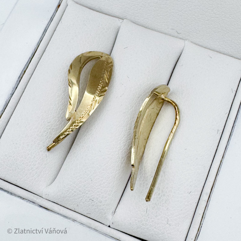 Žluté zlato záušnice MONTÁŽ